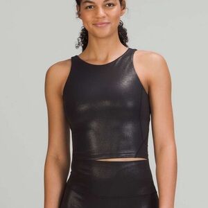 Lululemon Radiate Foil Print Black Shine Align High Neck Tank Top Size 6